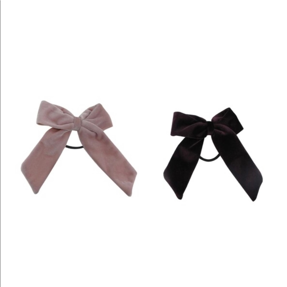 Velvet Bow Hair Tie Set - Picture 3 of 7